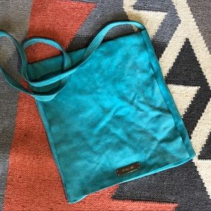 Turquoise Suede Leather Crossbody Bag